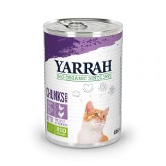 Yarrah Biologisch kattenvoer chunks met kip en kalkoen 405 g