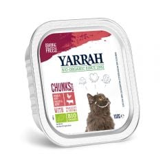 Yarrah Biologisch kattenvoer chunks met kip en rund 100 g