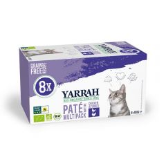 Yarrah Biologisch kattenvoer paté met kip en kalkoen multipack 8x100 g