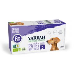 Yarrah Biologisch hondenvoer paté met kip en kalkoen 6x150 g